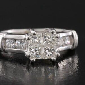 Platinum 0.8 CTW Diamond Ring- Natural Stones